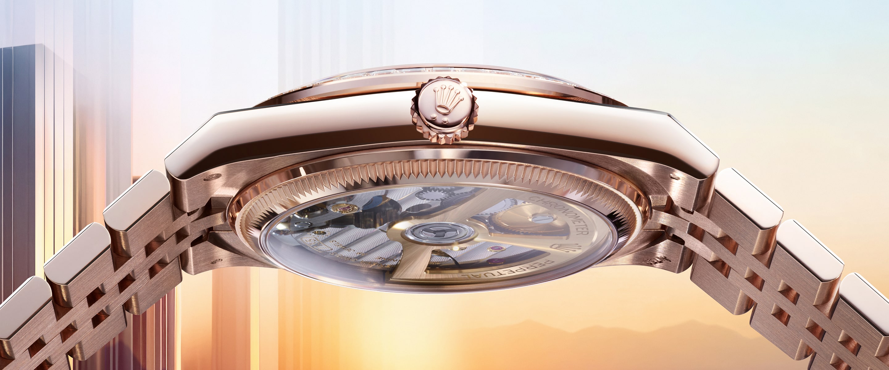 Image of underside of Rolex Land-Dweller watch