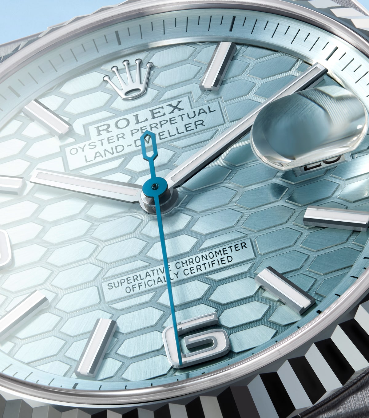 Image of Rolex Land-Dweller dial with honeycomb motif