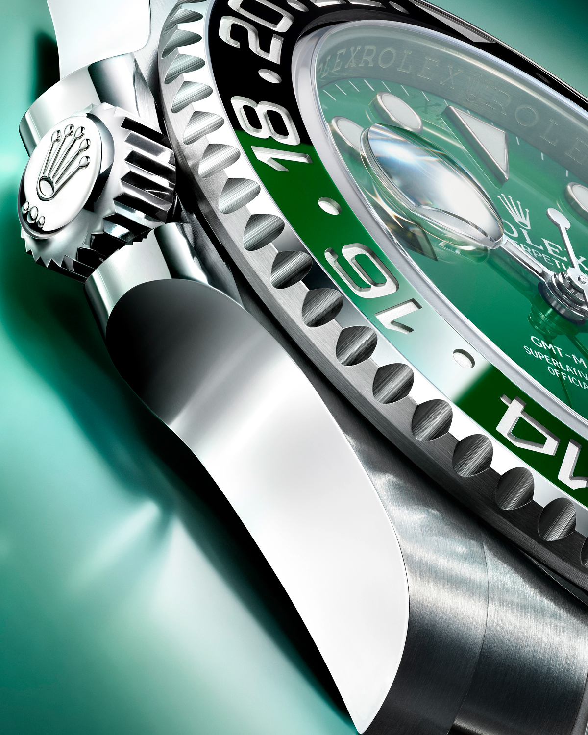 Close up of Rolex GMT-Master 2 oyster case