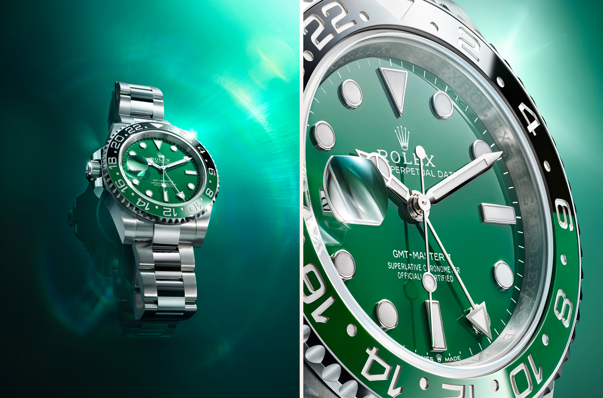 Split image of two Rolex GMT-Master 2 watches
