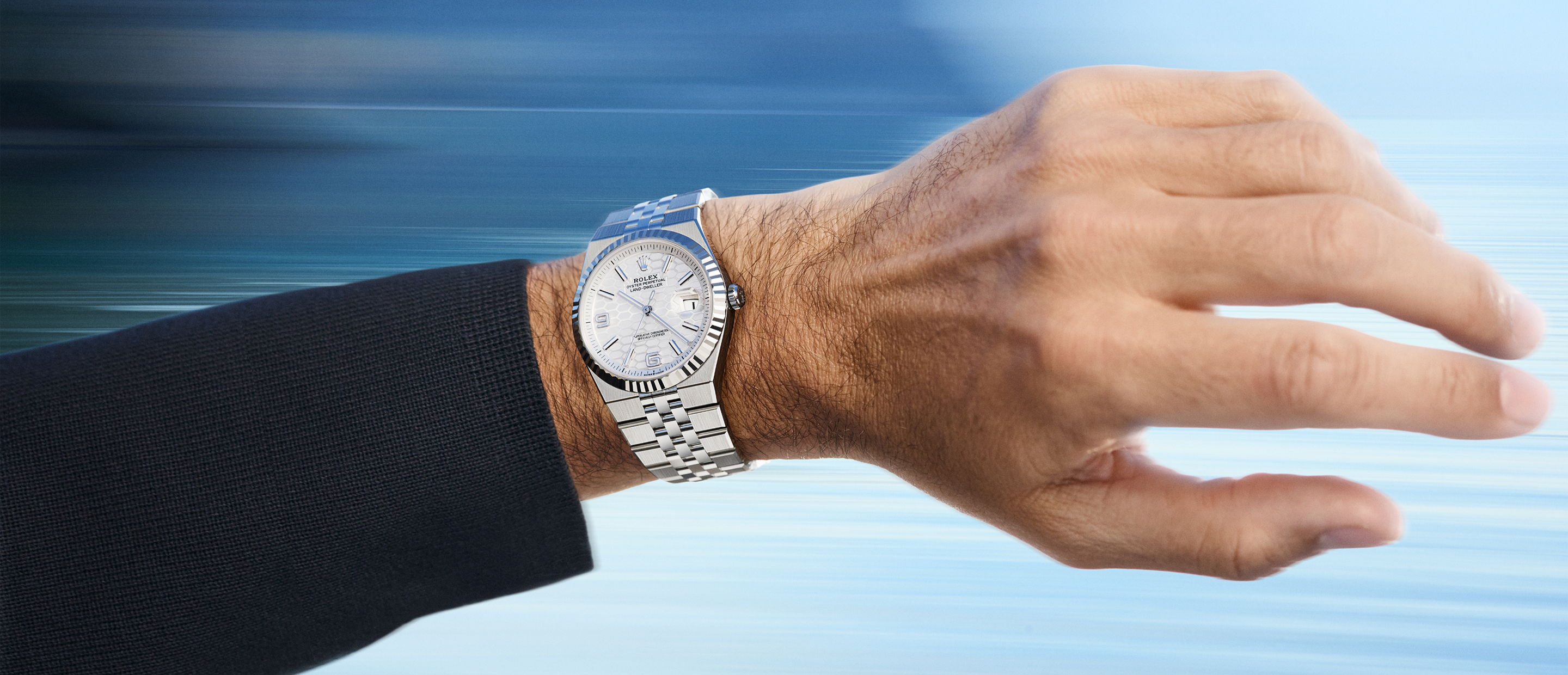 Land-Dweller watch on a mans wrist