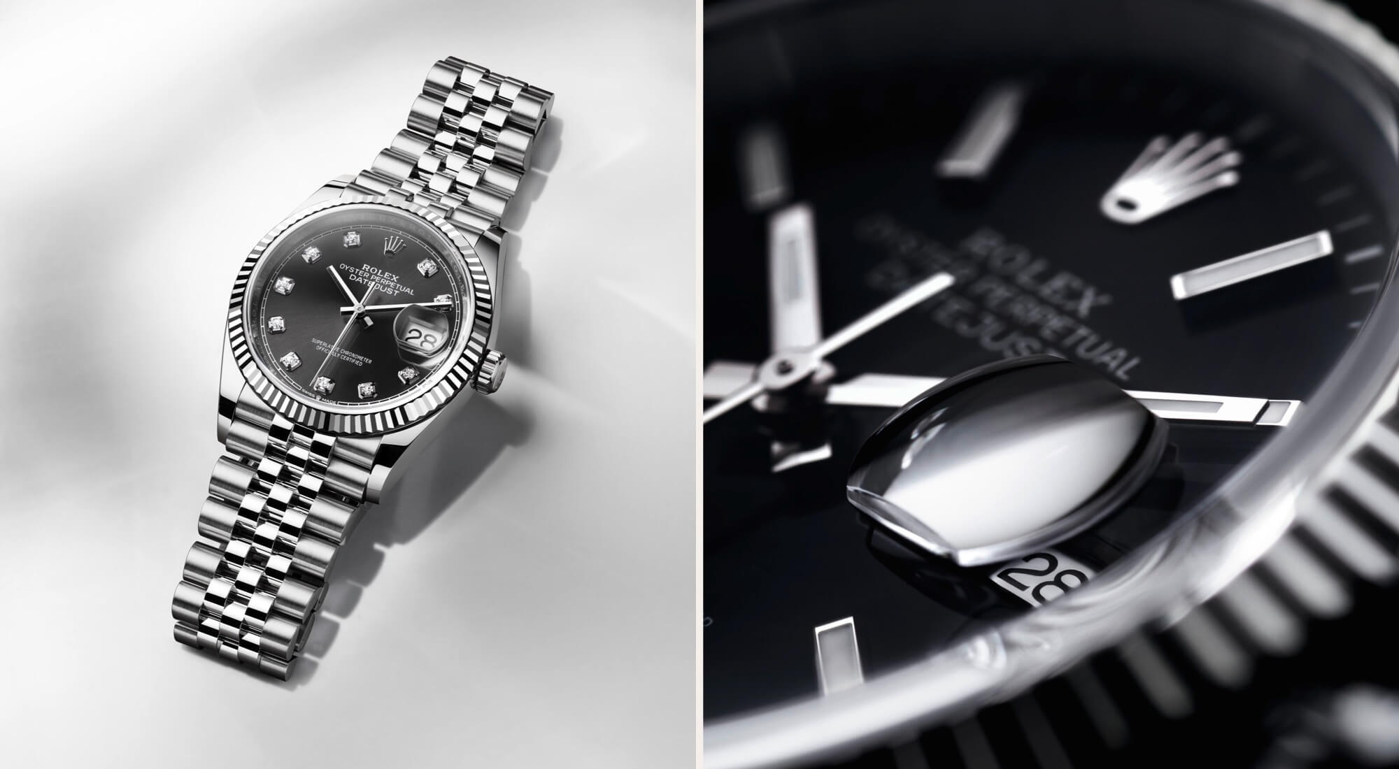 Split image of Rolex Datejust watch