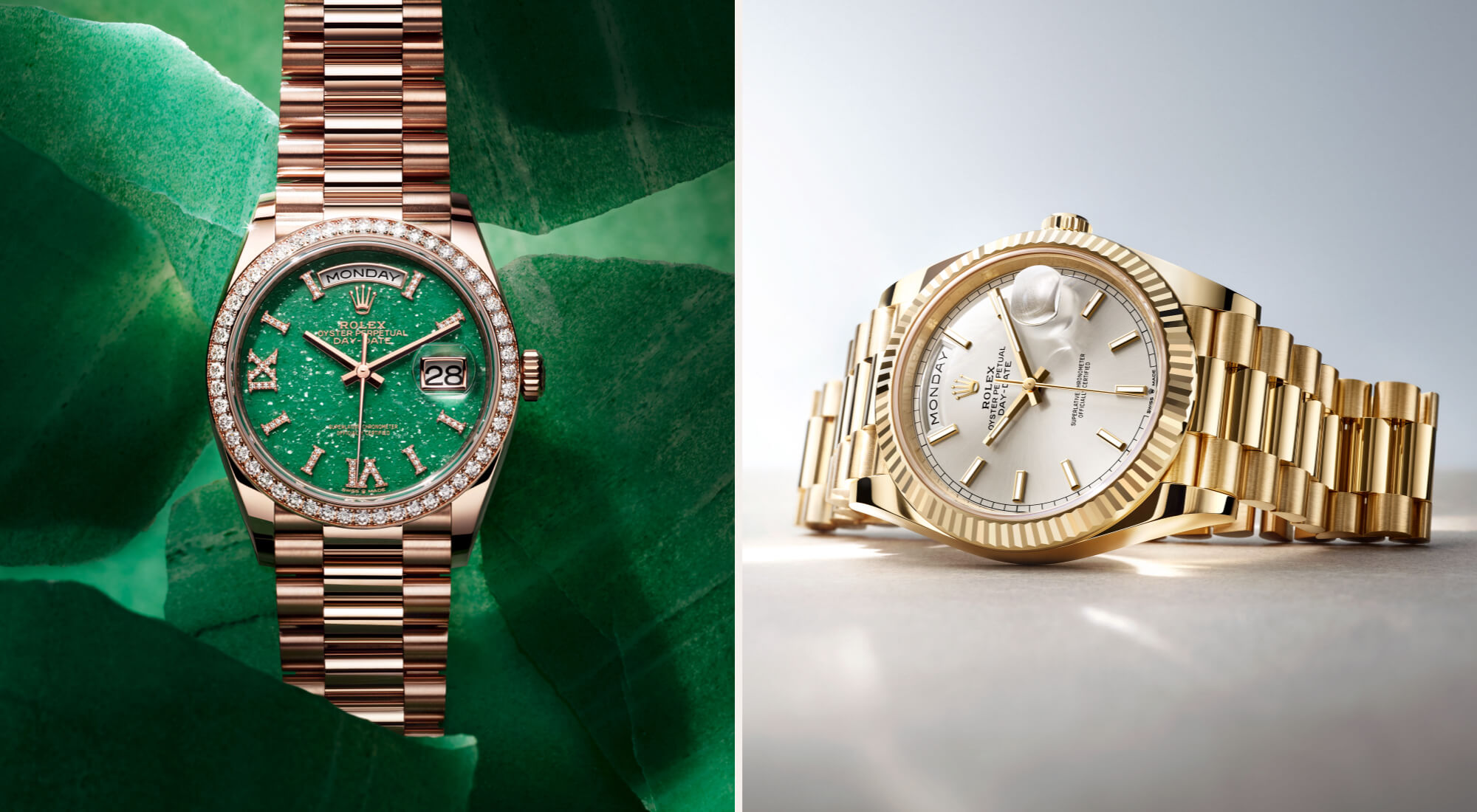 Split image of Rolex Day-Date watches