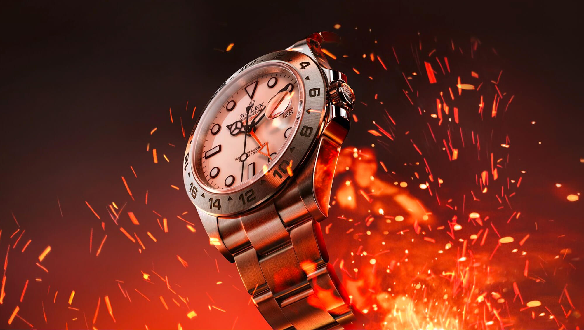 Image of Rolex Explorer 2 in fire