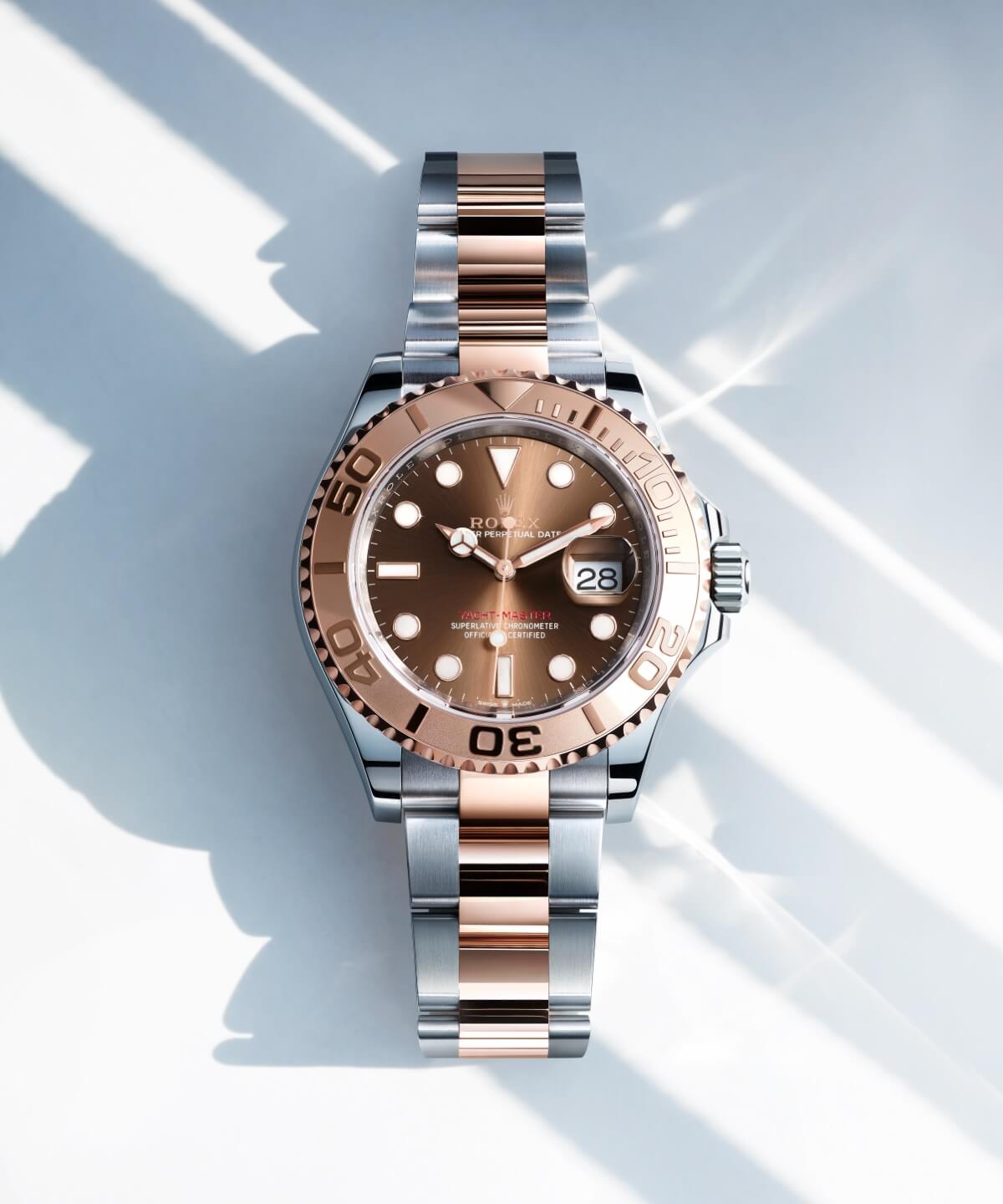 Rolex Yacht-Master watch casting a shadow