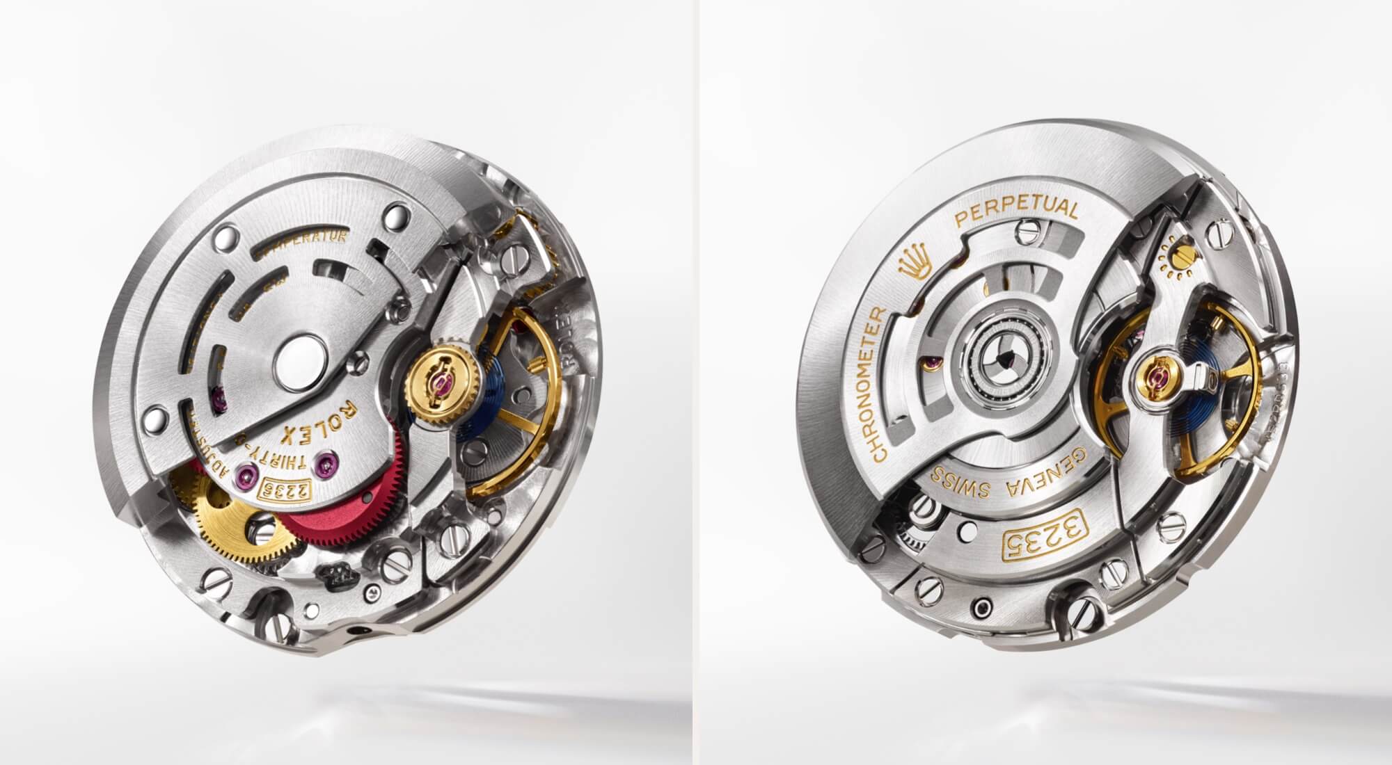 Split image of Rolex Yacht-Master watch perptual calibres 2236 and 3235