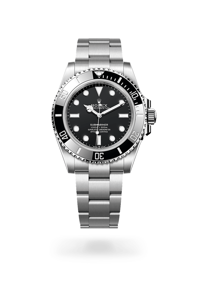 Rolex Submariner in Oystersteel with an Black dial, Unidirectional rotatable 60-minute graduated, scratch-resistant Cerachrom insert in ceramic, numerals and graduations coated in platinum bezel, and Oyster bracelet