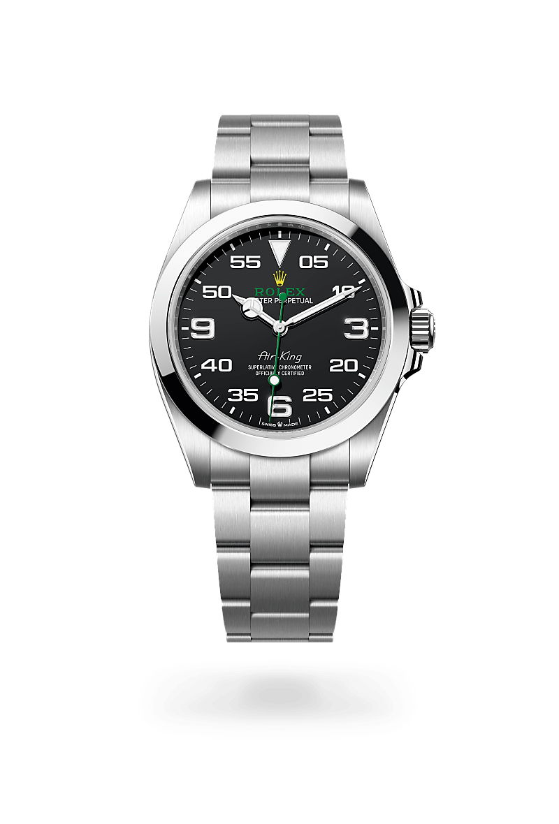 Rolex Air-King in Oystersteel with an Black dial, Smooth bezel, and Oyster bracelet