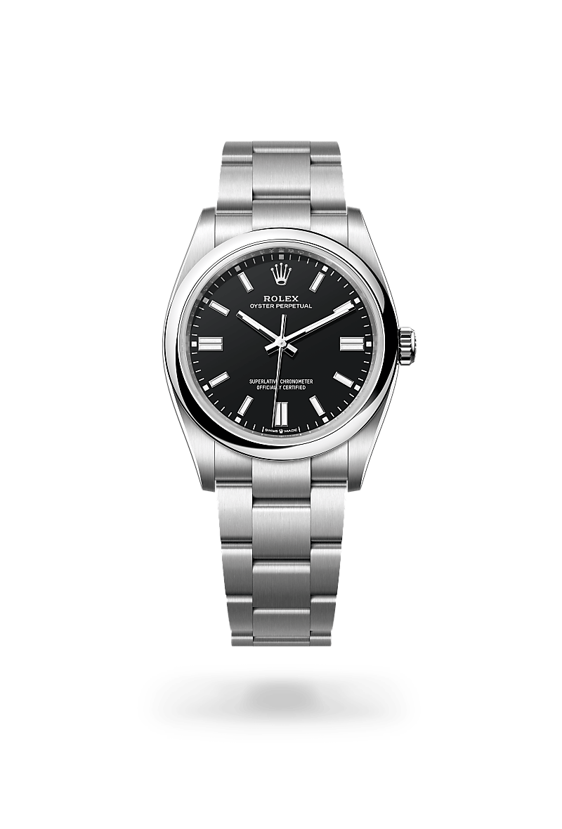 Rolex Oyster Perpetual 36 in Oystersteel with an Black dial, Domed bezel, and Oyster bracelet