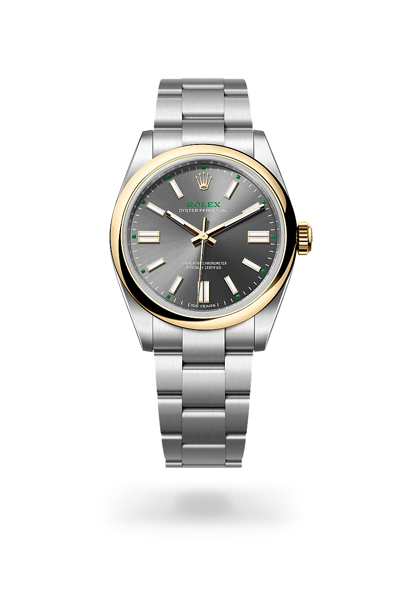 Rolex Oyster Perpetual 41 in Oystersteel and yellow gold with an Slate dial, Domed bezel, and Oyster bracelet