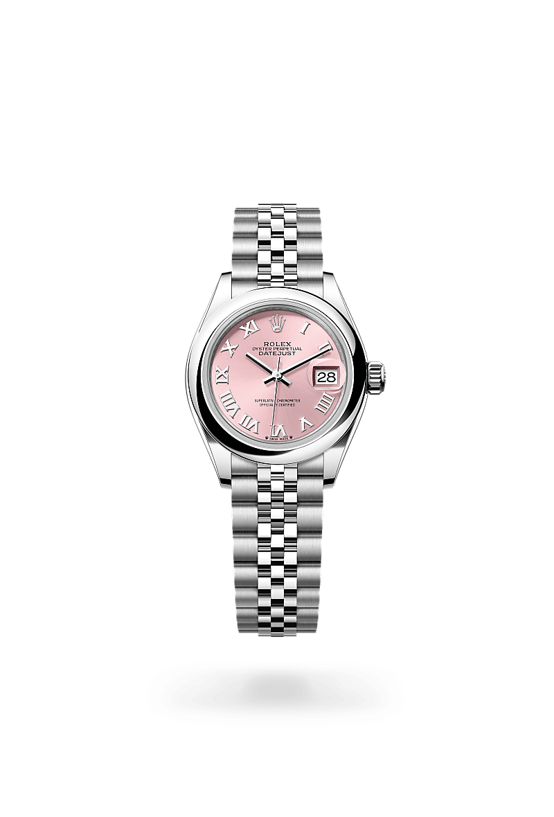 Rolex Lady-Datejust in Oystersteel with an Pink dial, Domed bezel, and Oyster bracelet