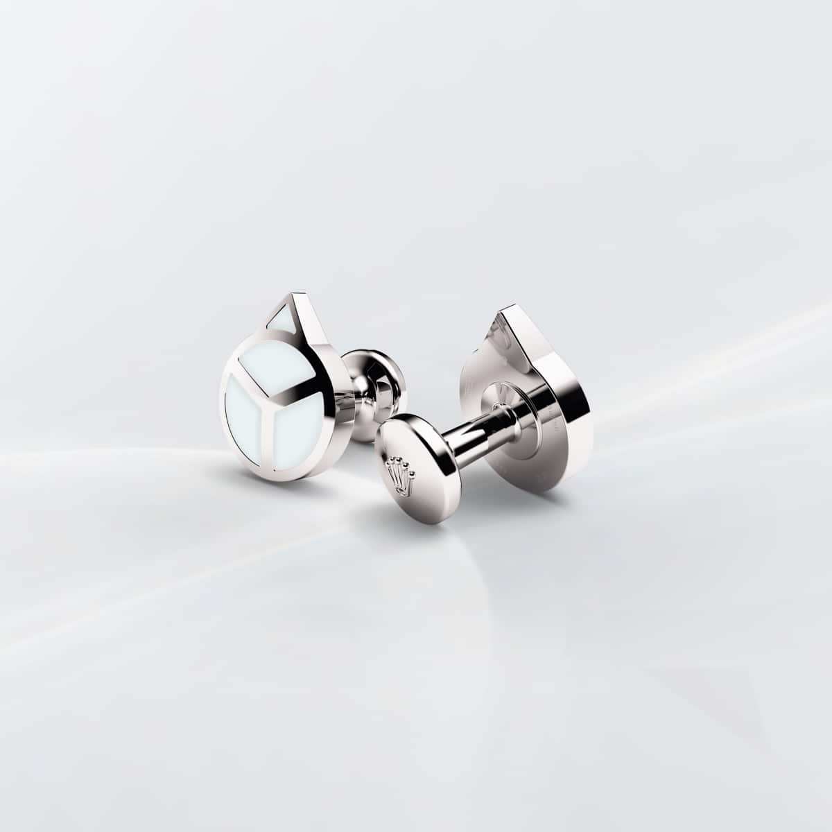 Rolex ‘Hand’ cufflinks in White gold and luminescent material