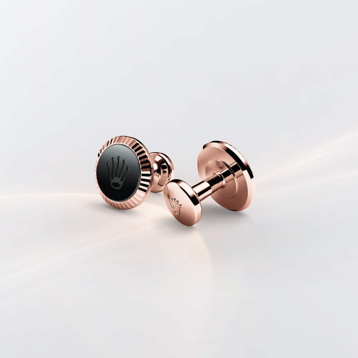 Rolex ‘Fluted’ cufflinks in Everose gold and ceramic