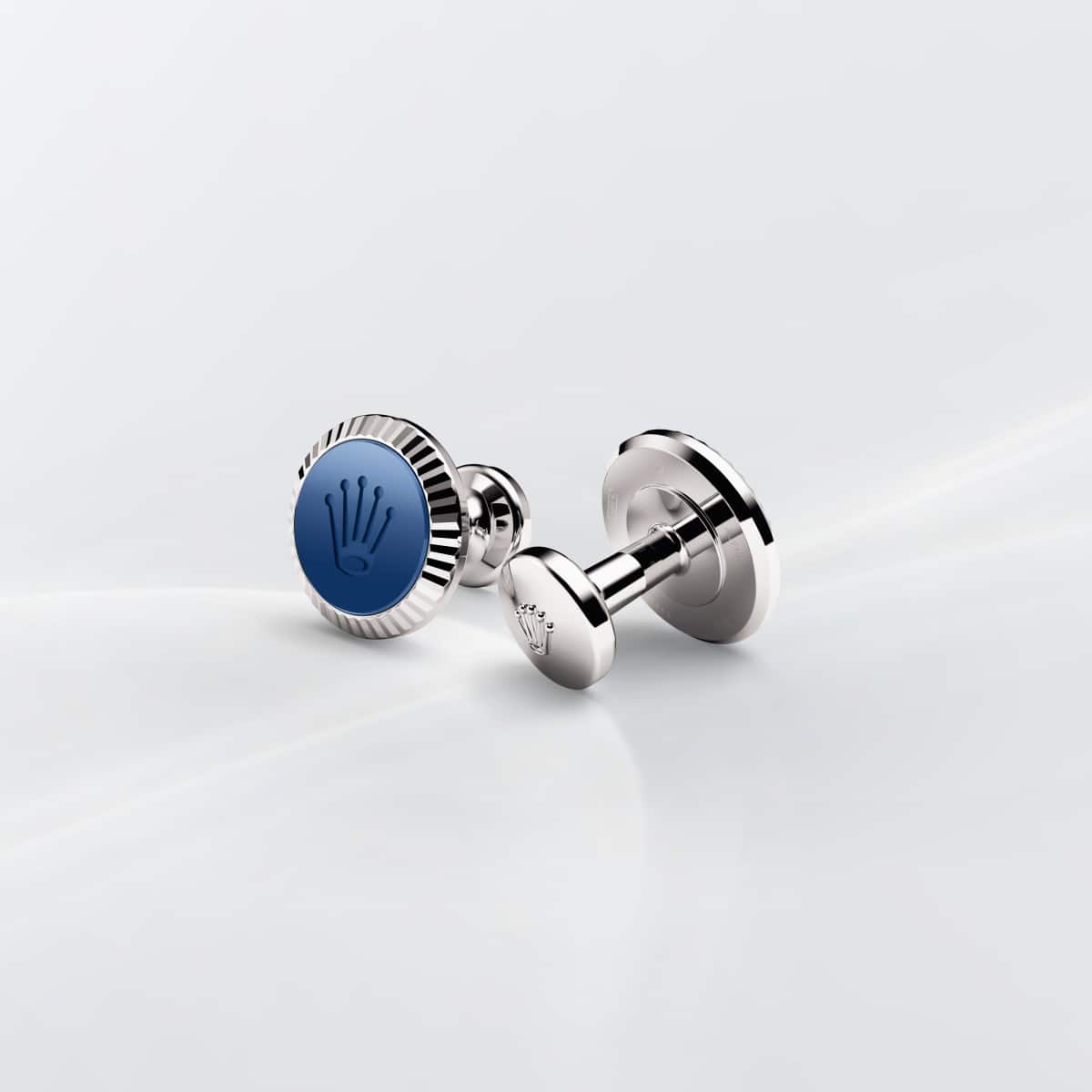Rolex ‘Fluted’ cufflinks in White gold and ceramic