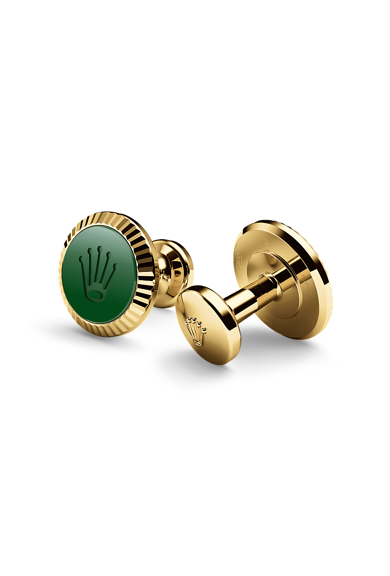 Rolex ‘Fluted’ cufflinks in Yellow gold and ceramic