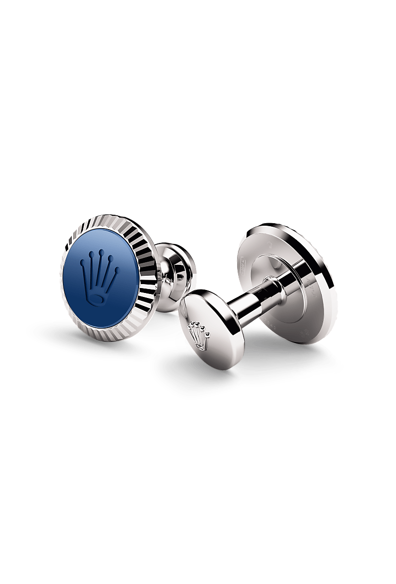 Rolex ‘Fluted’ cufflinks in White gold and ceramic