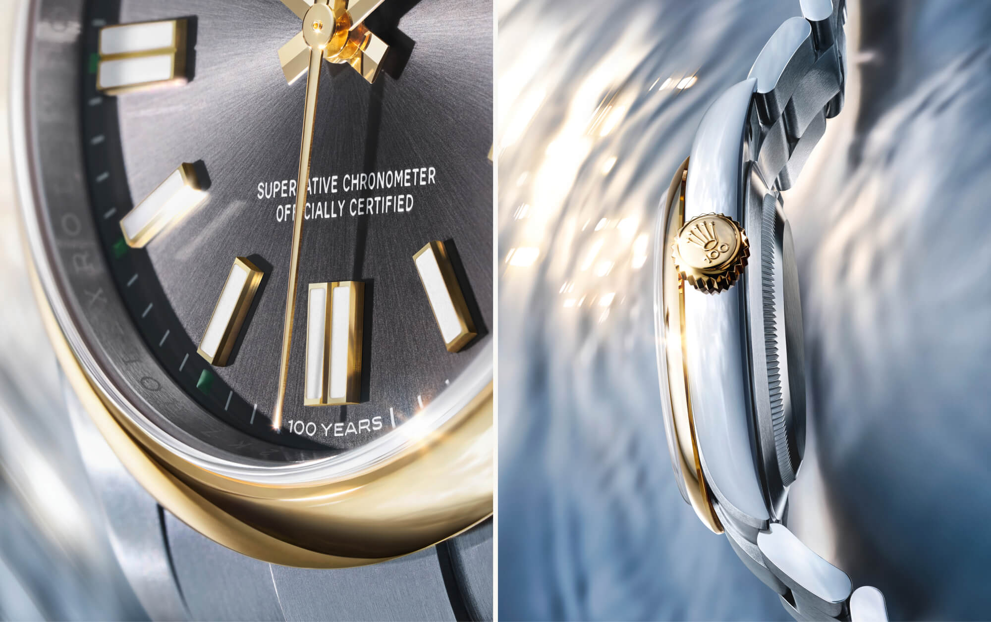 Close up split image of Oyster Perpetual 41 dial